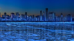 blue cityscape Chicago City skyline USA