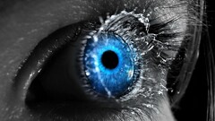blue eyes blue selective coloring Women digital art water liquid