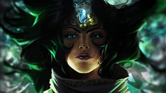 blue eyes Sivir League of Legends video games fantasy girl face