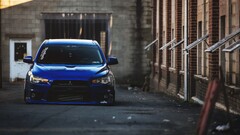 blue Mitsubishi Mitsubishi Lancer Evo X jdm stance Car