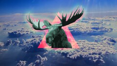 blue moose triangle clouds polyscape sky digital art deer
