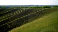 blurred landscape grass hill tilt-shift field outdoors