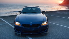 BMW blue cars Car Sea bmw z4 frontal view