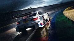 BMW Car vehicle racing white cars race cars rain BMW E92 wet