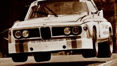 BMW vehicle racing BMW E9 Car jumping race cars sepia