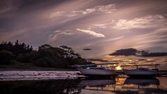 boat landscape sky Lake reflection