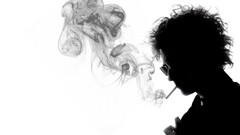 bob dylan silhouette musician smoking monochrome