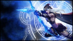 bow Anime Ashe League of Legends video games fantasy girl blue