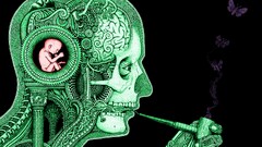 brain Science skull gears artwork surreal smoking People