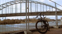 Bridge fence river winter mountain bikes bicycle