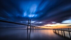 Bridge sky Vasco da Gama Bridge suspension bridge overcast