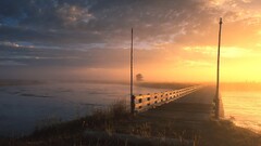 Bridge sunset river landscape