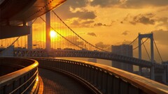 Bridge sunset sun cityscape road Japan Tokyo