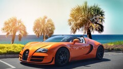 bugatti veyron Car vehicle orange cars Supercars Bugatti