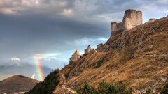 building castle rainbows ruin Italy Rocca Calascio ruins rock