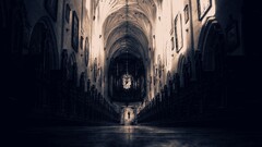 building Church dark low-angle worm's eye view