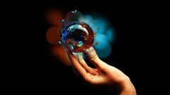 butterfly hands Sphere digital art cgi render Simple Background