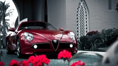 Car Alfa Romeo red cars Flowers vehicle Alfa Romeo 8C