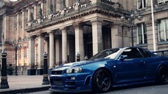 Car blue cars architecture pillar reflection