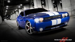 Car blue cars Dodge dodge challenger Racing Stripes