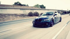 Car BMW black cars road BMW E92 BMW 3 Series colored wheels