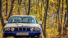 Car BMW blue cars BMW E34 frontal view BMW 5 Series