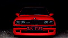 Car BMW red cars vehicle BMW E30 BMW 3 Series frontal view