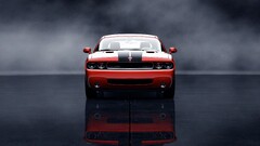 Car dodge challenger Dodge vehicle red cars reflection