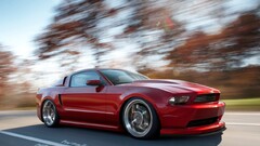 Car Ford red cars vehicle motion blur road muscle cars