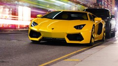 Car Lamborghini yellow cars motion blur