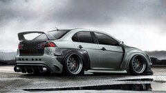 Car Mitsubishi Lancer Evo X silver cars vehicle