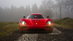 Car motors koenigsegg agera forest mist Swedish frontal view