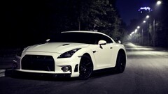 Car Nissan nissan gt-r front angle view night street light