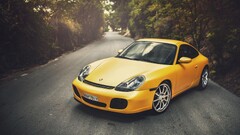 Car Porsche road yellow cars Porsche 996 porsche 911