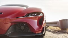 Car red cars vehicle Toyota supra headlights