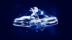 Car vehicle artwork blue background
