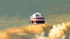 Car vehicle digital art flying car sky buses clouds
