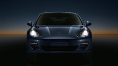 Car vehicle Porsche blue cars Porsche Panamera frontal view