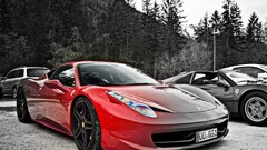 Car vehicle red cars selective coloring