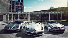 Car vehicle silver cars Mercedes-Benz SLR Stirling Moss urban