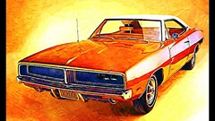 Car vintage old car muscle cars dodge charger orange artwork