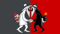 cartoon Simple Background spy vs spy dynamite bombs handshake