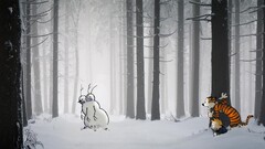 cartoon Snowmen snow forest