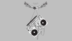 cassette Minimalism Music boombox wires stereos wings gray