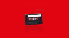 cassette simple text red background humor audio cassete Music