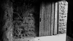 castle door old building monochrome dark