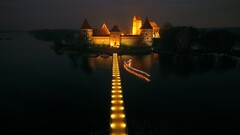 castle Lake Bridge Trakai Island Castle lithuania night trakai