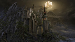 castle moon fantasy art low-angle