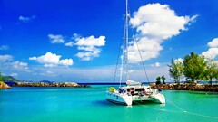 catamaran boat Sea sky clouds