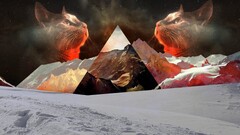 cats nature polyscape Mountains triangle digital art